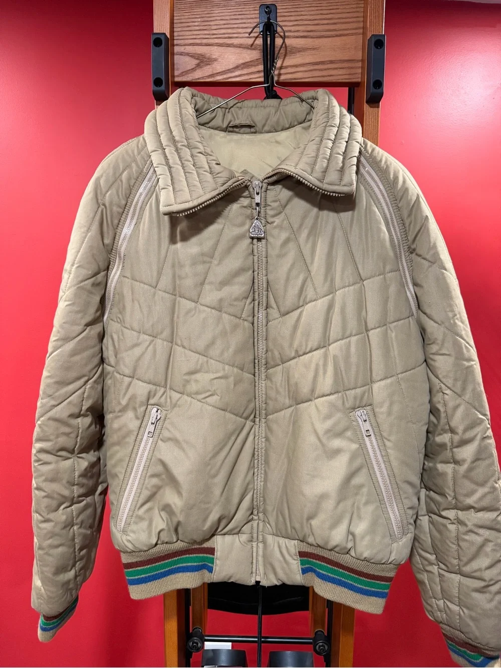 Vintage Pacific Trail Convertible Puffer Jacket Zip Off Sleeves Women’s M Tan - Picture 2 of 13